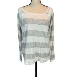 Grey & White Striped Long Sleeve Tee - size XL